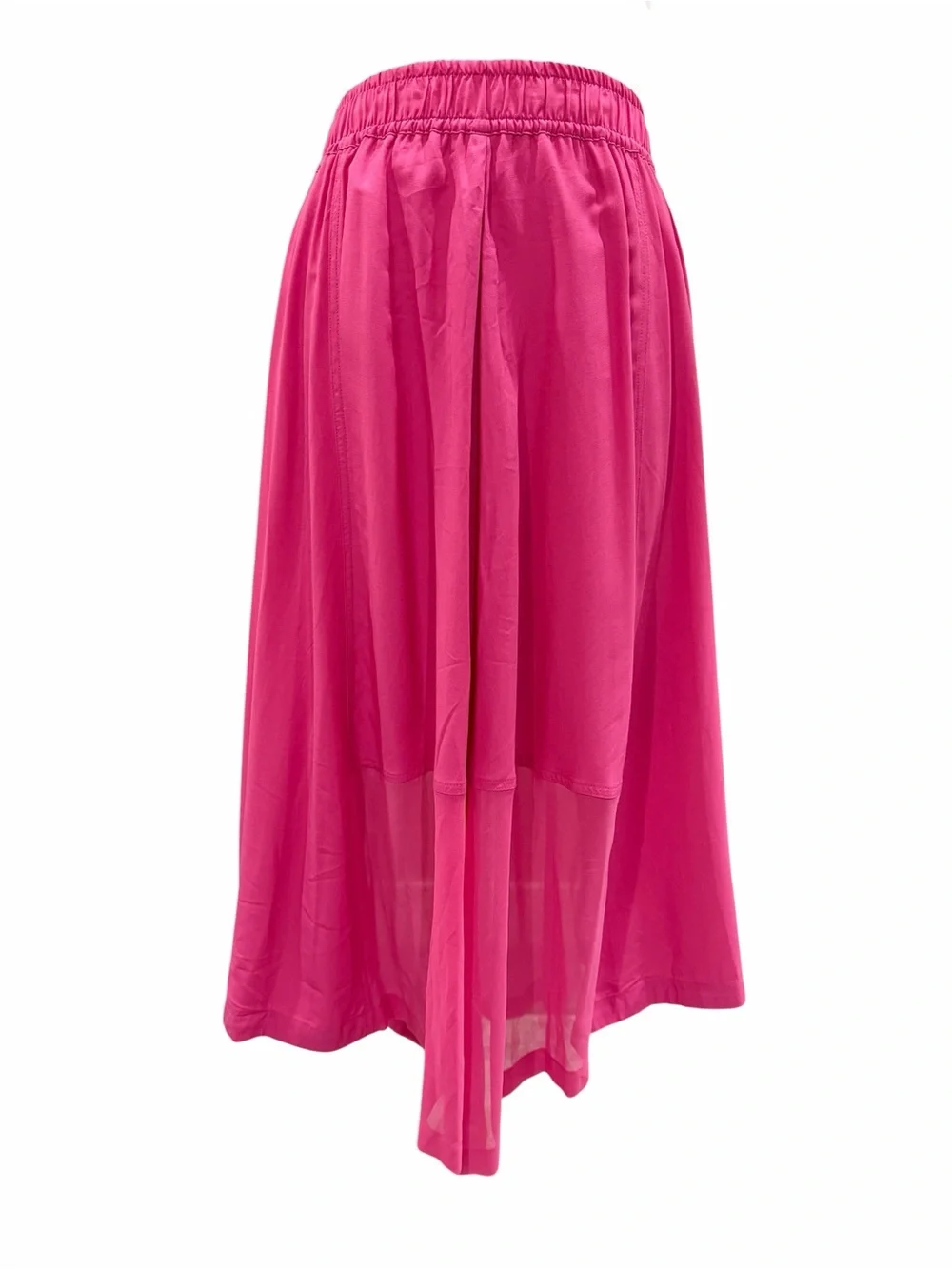 DKNY Handkerchief Hem Mixed Media Pull On Elastic Waist Maxi Skirt Pink XL NWT